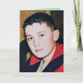 特別な甥の緑の白い写真の誕生日 カード (正面)