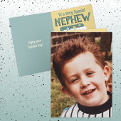 特別な甥の緑の黄色の写真の誕生日 カード