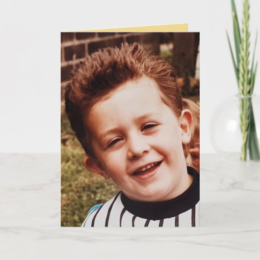 特別な甥の緑の黄色の写真の誕生日 カード (正面)