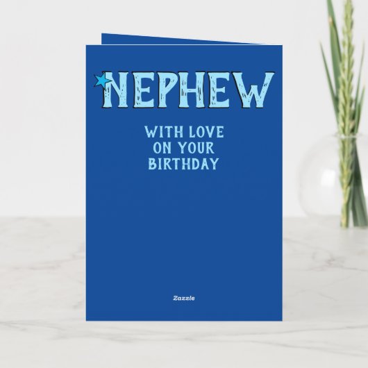特別な甥の青い白い写真誕生日 カード (裏面)