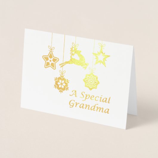 特別な祖母のクリスマス 箔カード (正面)