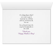 特別な祖母ピンクのバラ母の日カード (内部横(下))