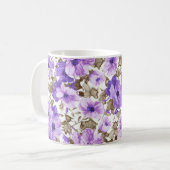 特別な紫の花のマグ コーヒーマグカップ (正面左)