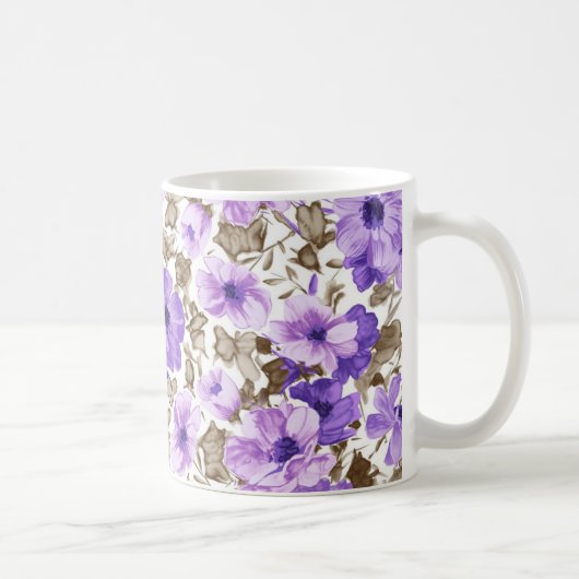 特別な紫の花のマグ コーヒーマグカップ (右)