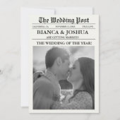 特別な結婚式のユニークな写真タイムラインを新聞で 招待状 (正面)