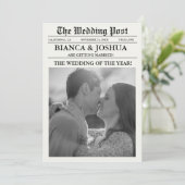 特別な結婚式のユニークな写真タイムラインを新聞で 招待状 (スタンド正面)