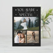 特別な結婚式の写真 ブラック サンキューカード (スタンド正面)