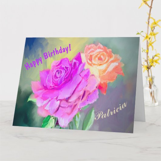 特別な絵を描時の美しい手バラ カード (黄色い花)