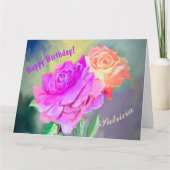 特別な絵を描時の美しい手バラ カード (正面)