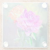 特別な絵を描時の美しい手バラ ガラスコースター (裏面)