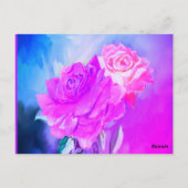 特別な行事にぴったりな美しい手描きのバラ ポストカード (裏面)
