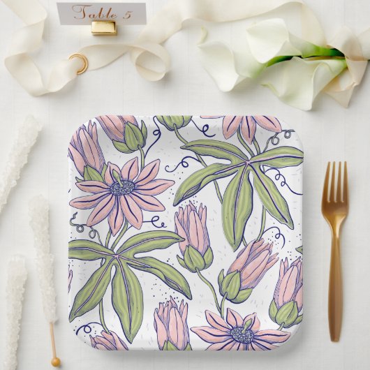 特別な行事のための飾りの花 - ピンク ペーパープレート (ウェディング)