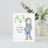 特別な要求による甘いChnaの女の子のスケッチ ポストカード (スタンド正面)