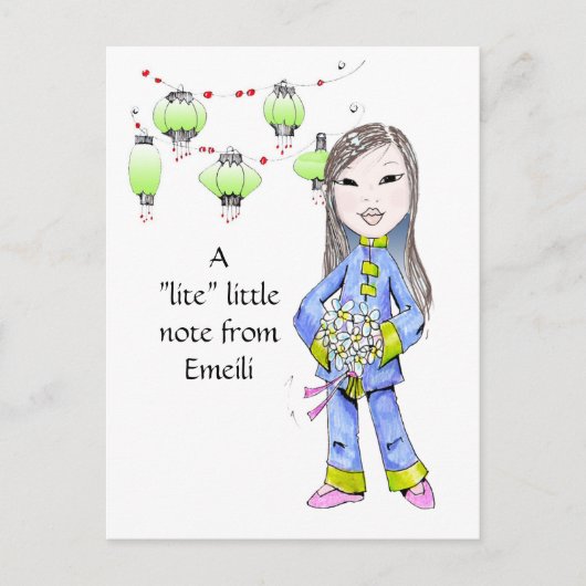 特別な要求による甘いChnaの女の子のスケッチ ポストカード (正面)