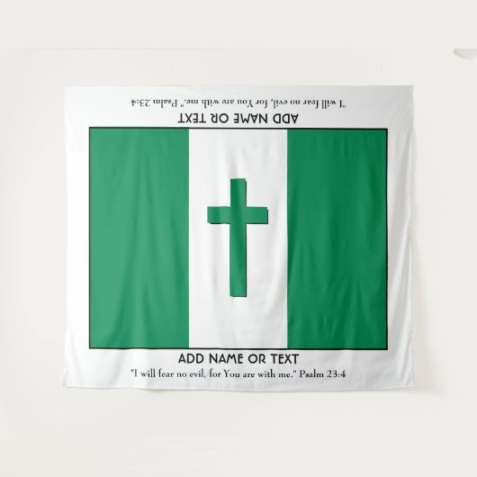 特別な記念品 | 十字架が付いたナイジェリア国旗 タペストリー (正面(横))