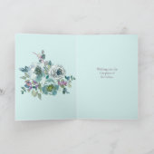 特別な誕生日のターコイズ＆プラムローズの花束 カード (内部)