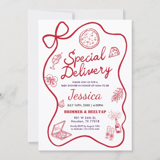 特別な贈り物 ファンシー ベビーシャワー 招待状 (正面)