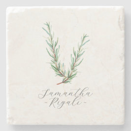 特別な贈り物 水彩のローズマリー ストーンコースター