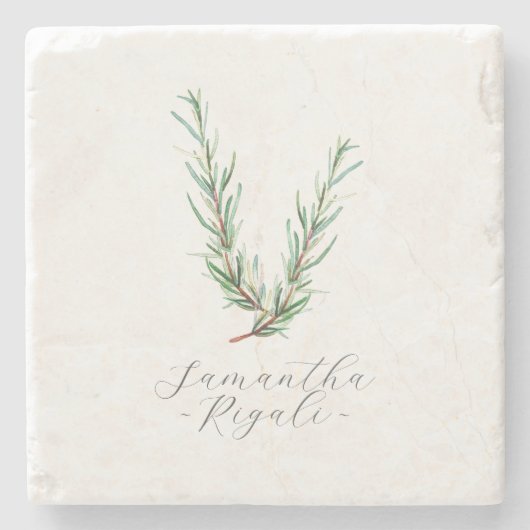特別な贈り物 水彩のローズマリー ストーンコースター (正面)