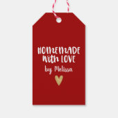 特別な赤い手作りの愛のハート ギフトタグ (裏面)
