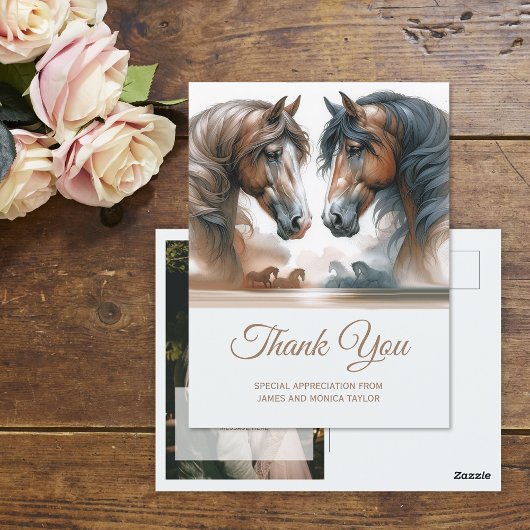 特別な追加フォト結婚の感謝はがき ポストカード