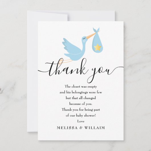 特別な配信ありがとう詩男の赤ちゃんシャワー サンキューカード (正面)