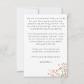 特別な配信コウノトリ春の花ベビーシャワー サンキューカード (裏面)