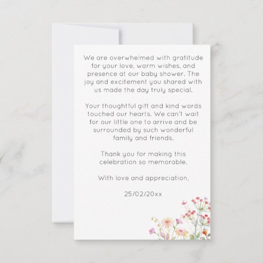 特別な配信コウノトリ春の花ベビーシャワー サンキューカード (裏面)