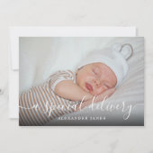特別な配信スクリプト男の赤ちゃんフォト誕生 案内状 (正面)