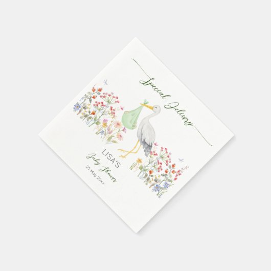 特別な配信ストーク春ベビーシャワー印刷 スタンダードカクテルナプキン (角)