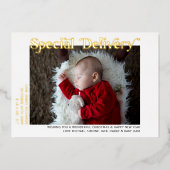 特別な配信新生児クリスマスフォト金ゴールド 箔シーズンカード (正面)