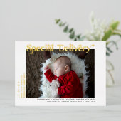 特別な配信新生児クリスマスフォト金ゴールド 箔シーズンカード (立ち正面)
