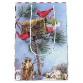 特別な配信、雪の多いメールボックスの深紅色 ミディアムペーパーバッグ (裏面)