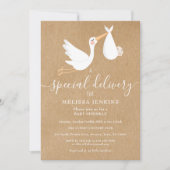 特別な配送ストークベビーの散水/シャワー 招待状 (正面)