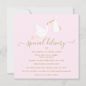 特別な配達カップルの赤ちゃんシャワー散水 招待状 (正面)