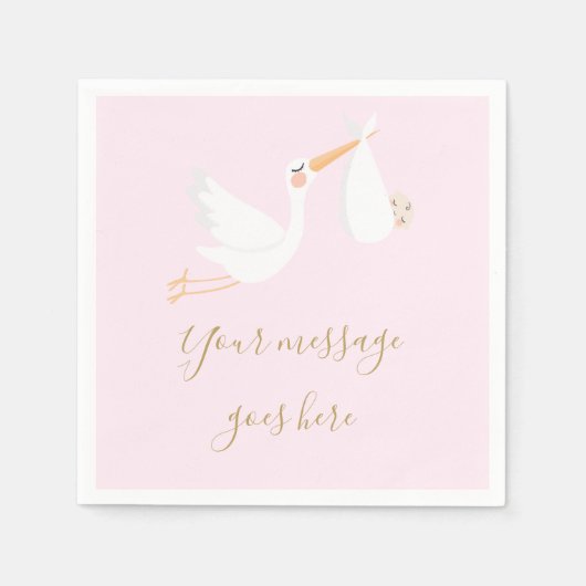 特別な配達コウノトリ赤ちゃんシャワー/散水器 スタンダードカクテルナプキン (正面)