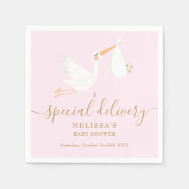 特別な配達コウノトリ赤ちゃんシャワー/散水器 スタンダードカクテルナプキン