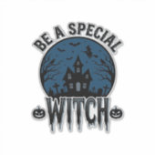 特別な魔女のハロウィーン ビンテージの彫刻デザイン_1 シール (正面)
