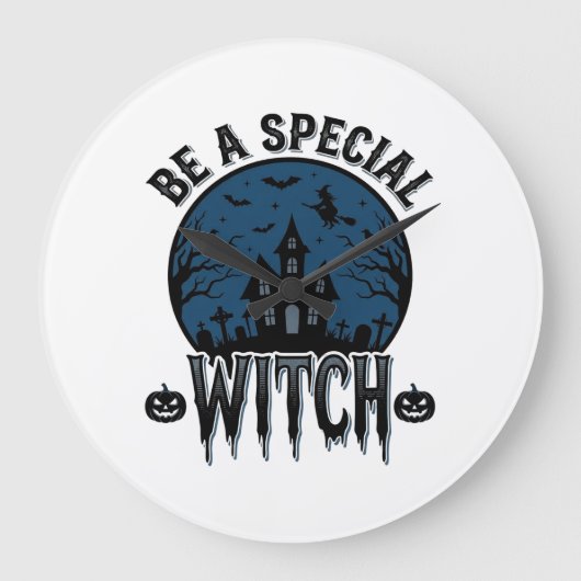 特別な魔女のハロウィーン ビンテージの彫刻デザイン_1 ラージ壁時計 (正面)