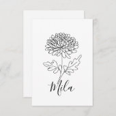 特別な11月の誕生花、菊 サンキューカード (正面/裏面)