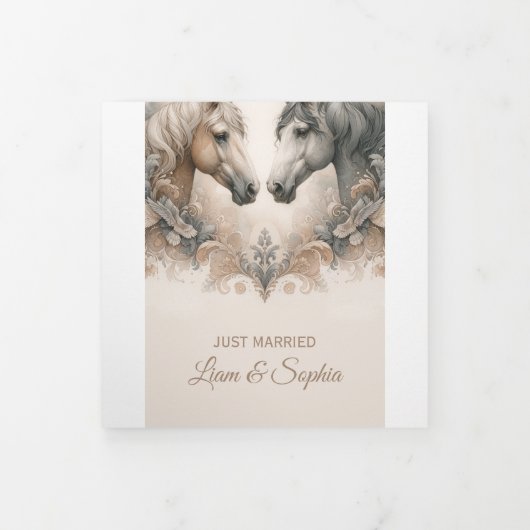 特別な3つ折り写真追加結婚のお知らせ 三つ折り案内状 (カバー)