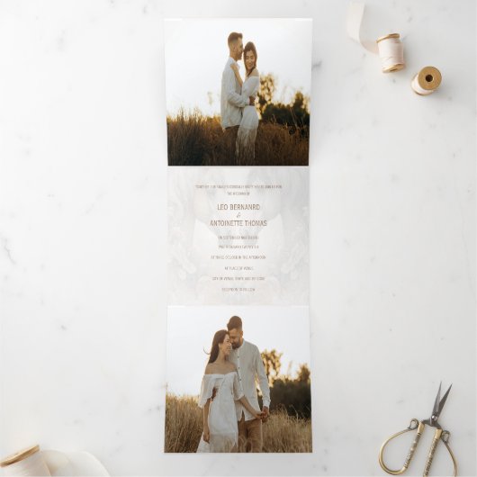 特別な3つ折り追加フォト結婚式招待状 三つ折り招待状 (内部)