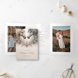 特別な3つ折り追加フォト結婚式招待状 三つ折り招待状