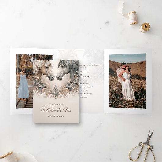 特別な3つ折り追加フォト結婚式招待状 三つ折り招待状