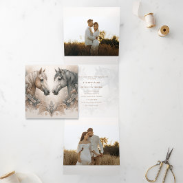 特別な3つ折り追加フォト結婚式招待状 三つ折り招待状