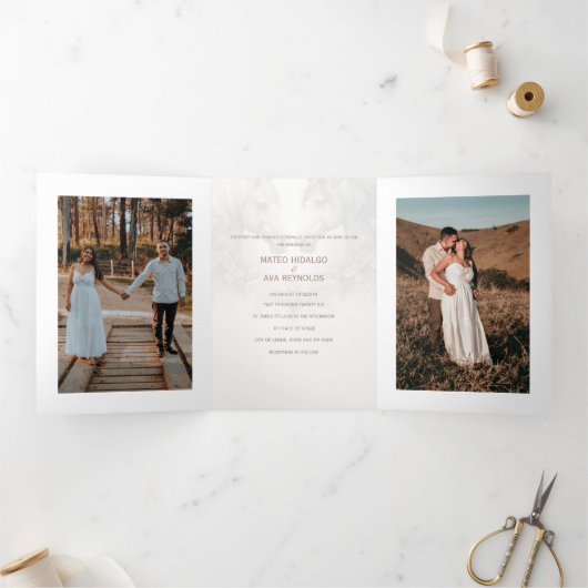 特別な3つ折り追加フォト結婚式招待状 三つ折り招待状 (内部)