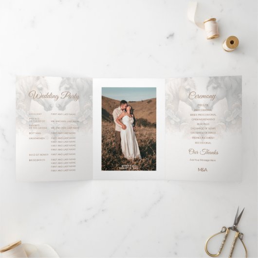 特別な3つ折り追加フォト結婚式 プログラム (内部)