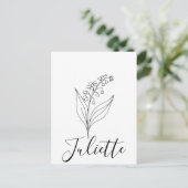 特別な5月の花言葉が込められた鈴蘭の誕生花 ポストカード (スタンド正面)