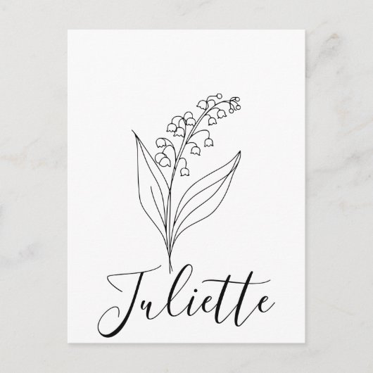 特別な5月の花言葉が込められた鈴蘭の誕生花 ポストカード (正面)