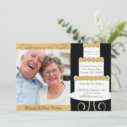 特別な50周年パーティー招待状 写真付き 招待状 (スタンド正面)